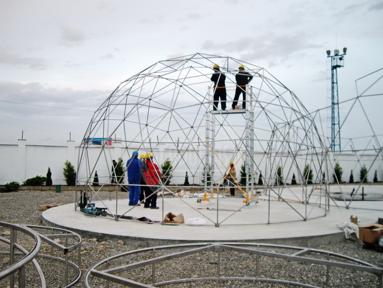 Tony Blair visit to AZMECO Geodesic Domes Ø20m & Ø7m, Baku, Azerbaijan