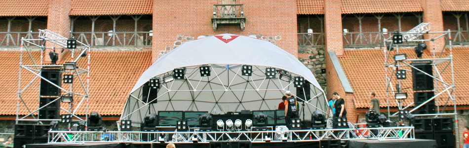 Geodesic Dome Scene-Estrada Ø11m for John Digweed @ Pure Future 2009 Trakai, Lithuania